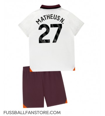 Manchester City Matheus Nunes #27 Replik Auswärtstrikot Kinder 2023-24 Kurzarm (+ Kurze Hosen)